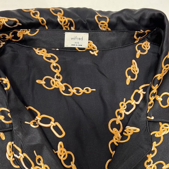 Wilfred Silk Chain Print Tie Front Blouse Black XXS - Picture 4 of 9